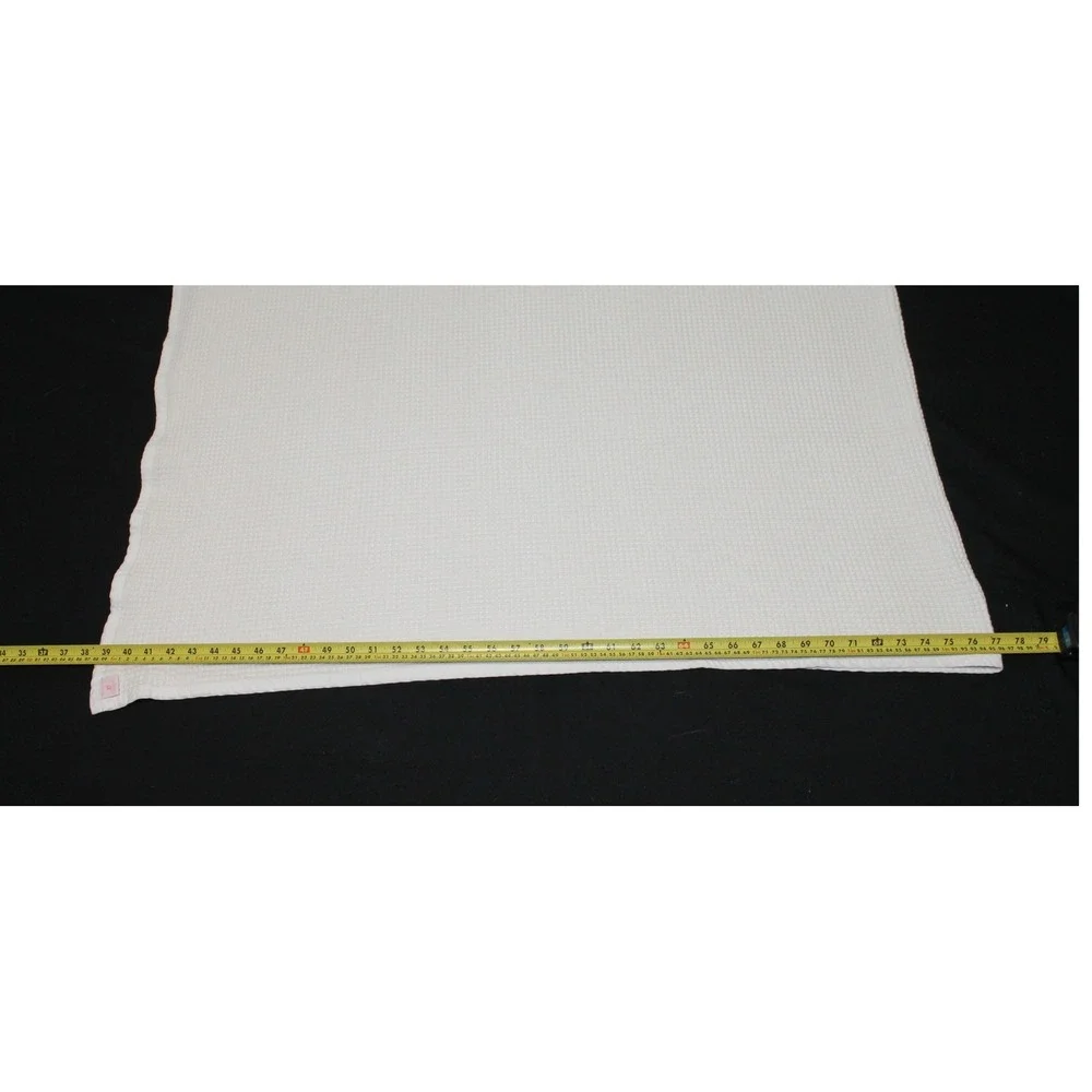 Pierre Cardin Paris White Cotton Waffle Weave Blanket 50x77 Throw Bed Blanket
